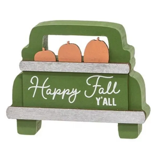 Festive Fall Wooden Sign and Truck Decoration Set of 2 with Pumpkin and Leaf Graphics for Autumn Decor {1}