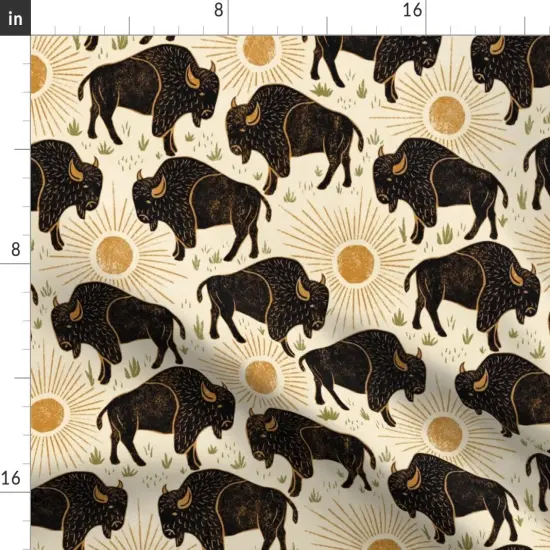 Various Fabrics by the Yard or Fat Quarter Bison Endangered Species Western Ranch Custom Printed Fabric by Spoonflower {2}