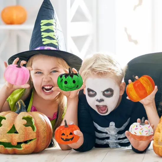 12 Sets DIY Fall Pumpkin Painting Kits Assorted White Foam {5}