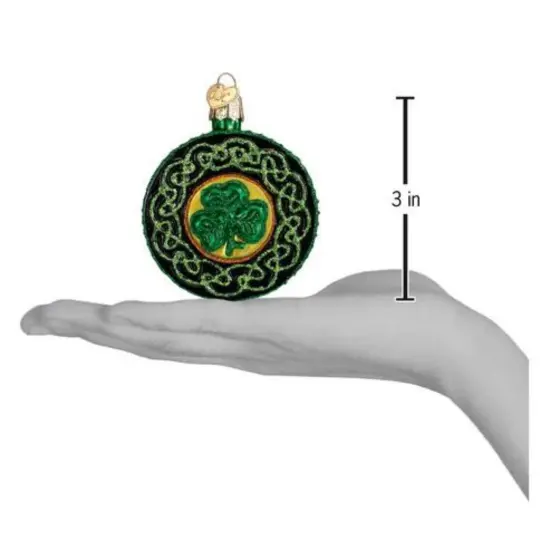 Old World Christmas 3.0 Inch Celtic Brooch Christmas Tree Ornament , Ornament Irish Knots Shamrock Green {2}