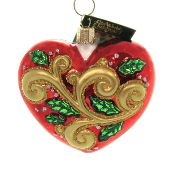 Old World Christmas 3.5 Inch 2019 First Christmas Heart Tree Ornament , Celebrations Red {2}