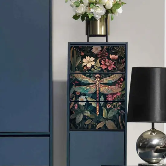 Vintage Dragonfly and Flowers Rub on Transfer {4}