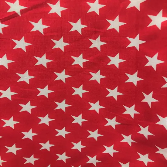 1 Yard Red and White Stars Poly Cotton Fabric 59/60 Inch Width {1}