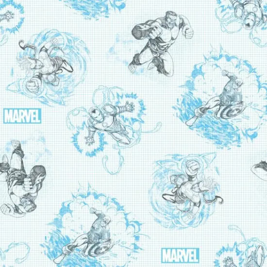 Licensed Marvel Prints Marvel Avengers Marvel Sketch Cotton Fabric by the Yard {1}