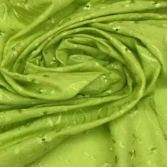 1 Yard Avocado Medium Eyelet Cotton Blend Fabric for Apparel and Crafts 41/42 Inches Wide {2}