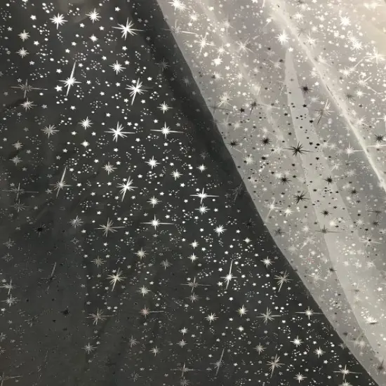 1 Yard White Silver Stars Organza Fabric For Costumes Crafts D&eacute;cor Accessories 58/60&Prime; Wide {3}