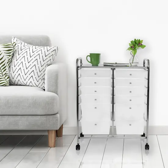 Seville Classics 12-Drawer Rolling Organizer Cart, 25.2" W x 15.2" D x 31.7" H {2}