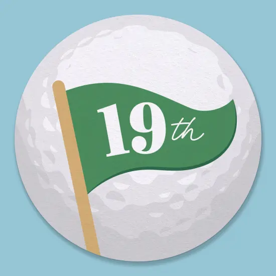 Big Dot of Happiness 25 Ct 19th Hole Golf Drink Coasters, 4-Inch Disposable Round Paper Coasters for Birthday Party, Table Decor for Bar Drinks {1}