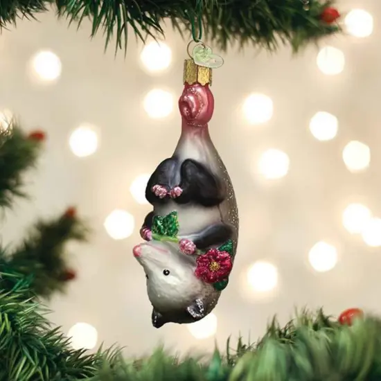 Old World Christmas 4.25 In Blossom Opossum Christmas Tree Ornament , Playing Possem Ornament Gray {3}