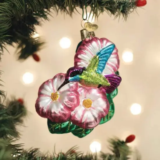Old World Christmas 4.25 In Magnificent Hummingbird Tree Ornament , Spring Ornament Bird Flowers Pink {3}