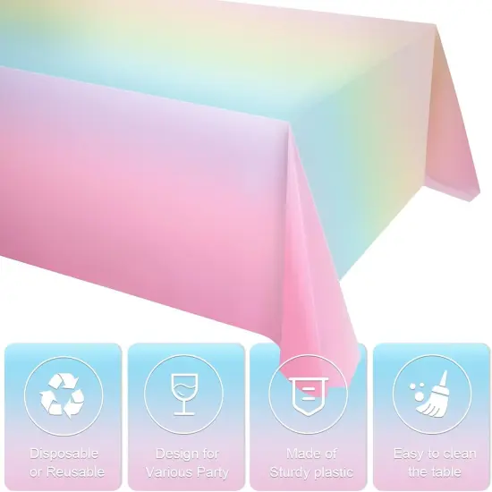 6 Pack Rainbow Tablecloth Pastel Table Cloths {4}