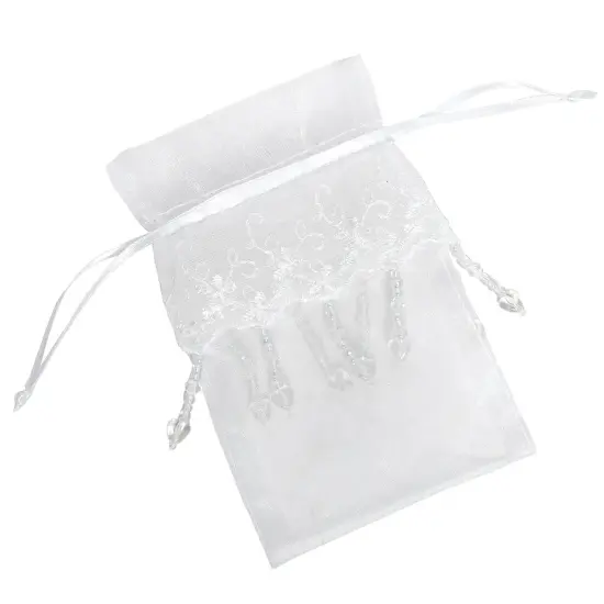 Lace Skirt Beaded Organza Bags White 4'' x 6'' for Gifts {4}