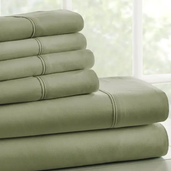 Sage Microfiber Double Brushed Ultra Soft Wrinkle Resistant Bedding Sheet Set with Deep Pockets {1}