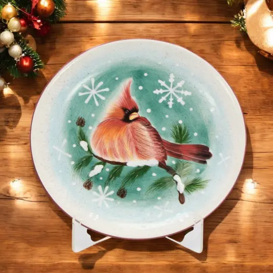 Ceramic Cardinal Bird Plate-Stand NOT INCLUDED, Christmas Decor, Birdwatcher Gift, Nature Lover Gift, Gift for Her {1}