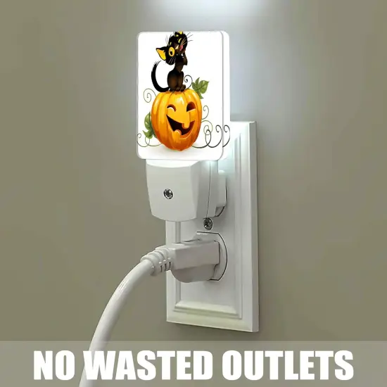 Cute Black Cat and Pumpkin Night Lights - Happy Halloween {4}