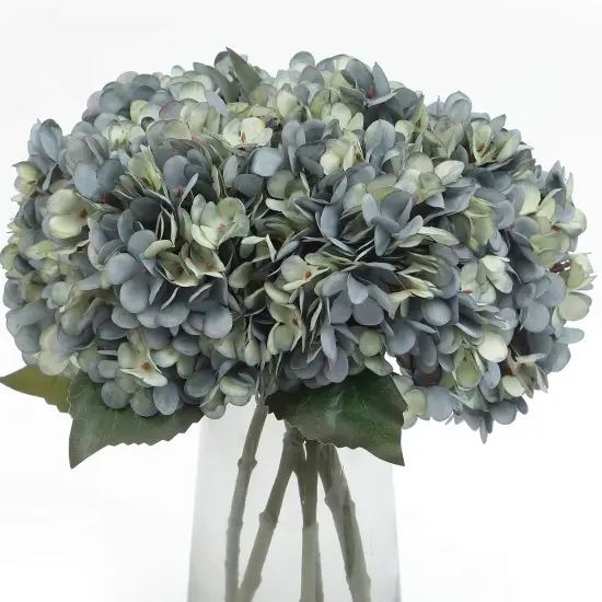 6pcs Artificial Silk Hydrangea Flower Bouquets - Deep Lake Blue {1}