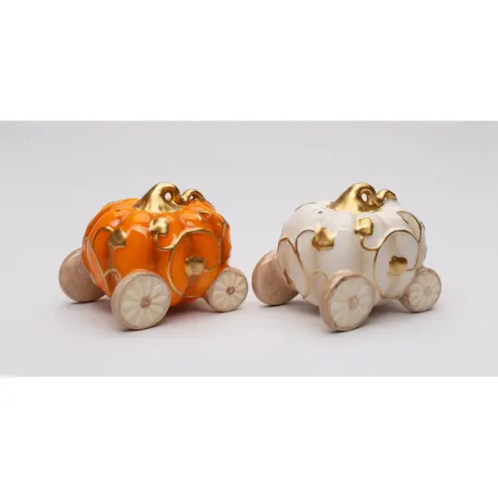 Ceramic Pumpkin Carriage Salt and Pepper Shakers, Fall Decor, Kitchen Decor, Gift for Her {4}