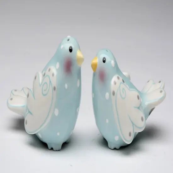 Ceramic Blue Dove Birds with White Wings Salt and Pepper Shakers, Wedding Decor, Birdwatcher Gift, Gift for Her, Gift for Mom {3}