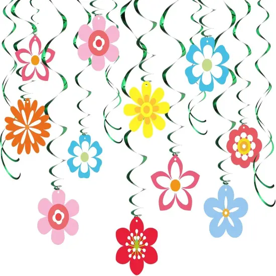 54 Pieces Flower Hanging Swirls Spring Hanging Decorations {1}