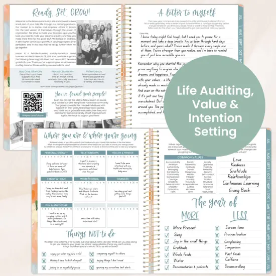 bloom daily planners 2025-26 Academic Planner, Soft Cover, 8.5" x 11", Painted Peonies {5}