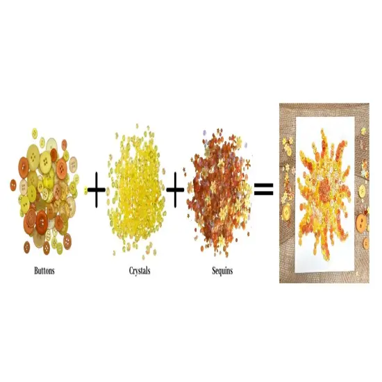 Sunburst Embellishment Bundle &ndash; Yellow & Orange Buttons, Crystals, Gems & Sequins &ndash; DIY Craft Kit for 8x10 Canvas Art {3}