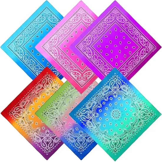 12 Pack Novelty Gradient Cotton Bandanas Paisley Print Head Wrap Handkerchief, 2 Style {3}
