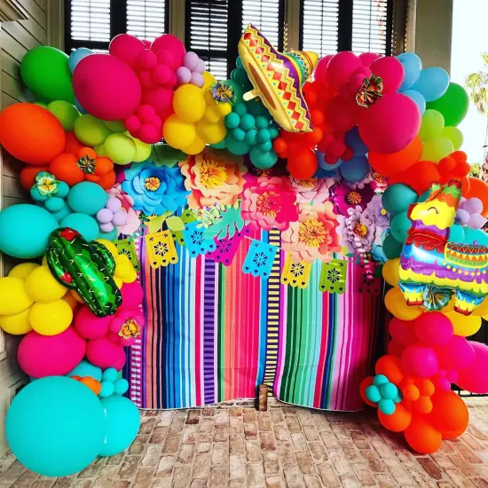 Mexican Fiesta Party Decorations, 144pcs Cinco De Mayo Balloon Arch Garland Kit, Cactus Llama Sombrero Explosion Star Foil Balloons Kit for Taco Twosday Carnival Baby Shower Birthday Party {4}