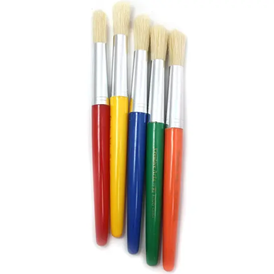 Stubby Round Brushes, Natural Bristles, Assorted Colors, Set of 5 {1}