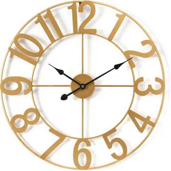 Sorbus Large Wall Clock - 24-inch Decorative Numeral Wall Clock - Battery Operated Analog - Living Room and Kitchen D&eacute;cor Gold {1}