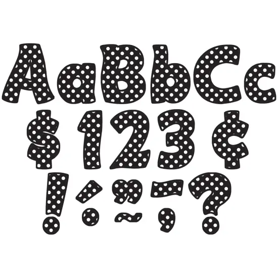 Black Polka Dots Funtastic Font 4" Letters Combo Pack, 208 pieces. {1}
