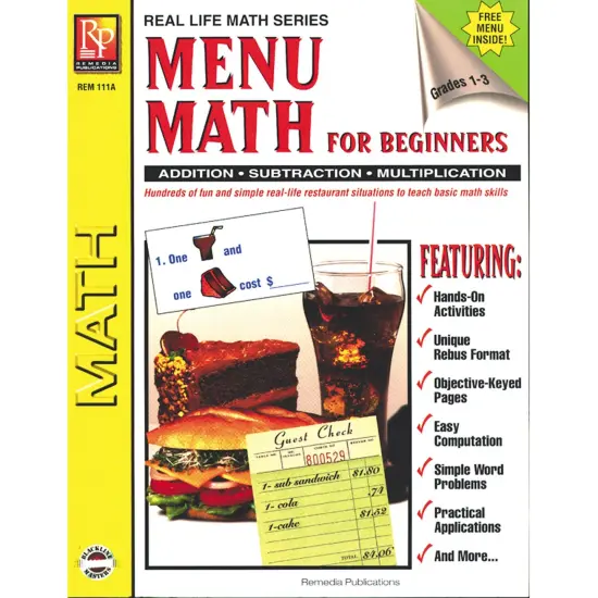 Menu Math for Beginners Book, Grades 1-3 {1}