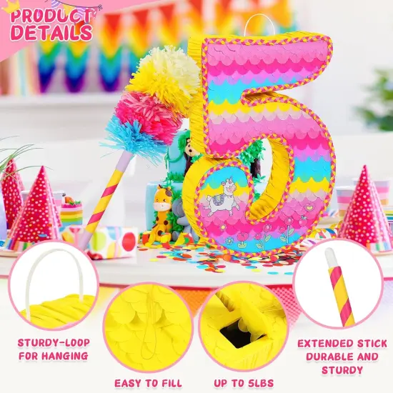 Number 5 Pinata for Birthday Party Decorations, Unicorn Mermaid Theme Pink Pi&ntilde;ata Games Toy {3}