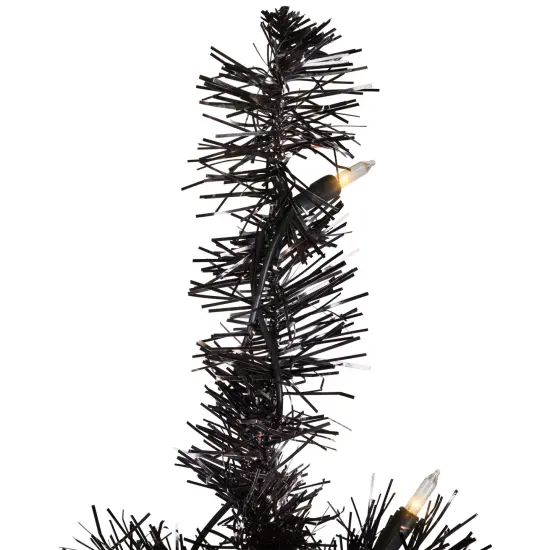Northlight Pre-Lit Artificial Tinsel Halloween Tree - 9' - Black - Clear Lights {6}