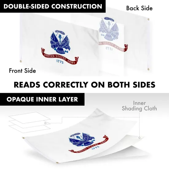 G128 - 5 Feet Tangle Free Spinning Flagpole (White) US Army Flag Double Sided Brass Grommets Embroidered 2x3 ft (Flag Included) Aluminum Flag Pole {3}