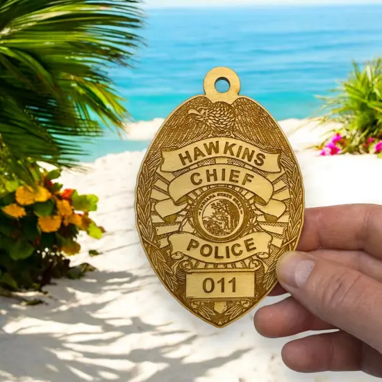 Ornament - Hawkins Chief of Police - Raw Wood 3x4.5in {6}
