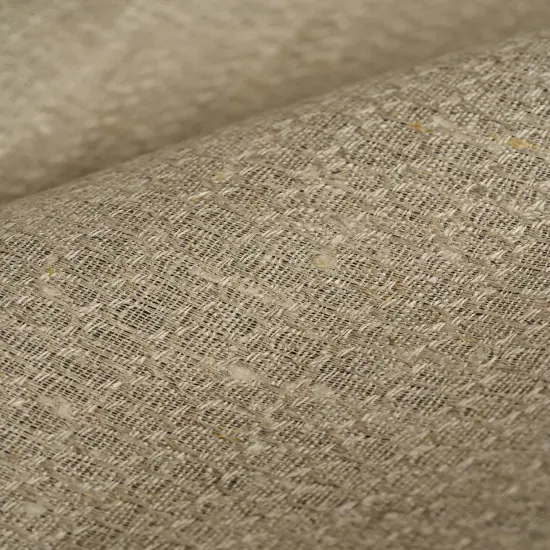 1 Yard Pure Linen Natural Hexagon Jacquard Fabric 60" Width {4}
