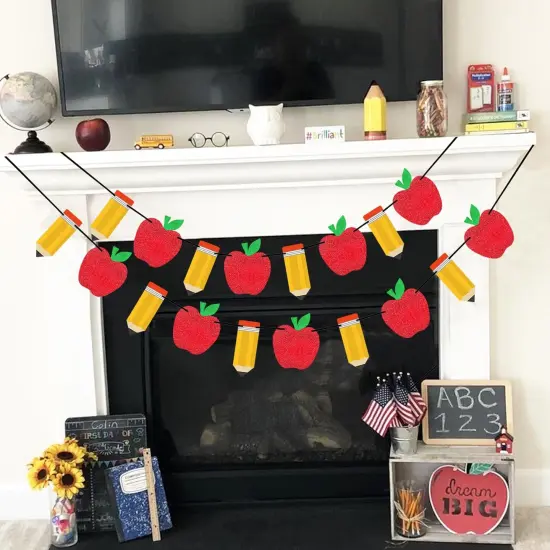 2 Pieces Pencil Apple Banner for Back to School Decorations {5}
