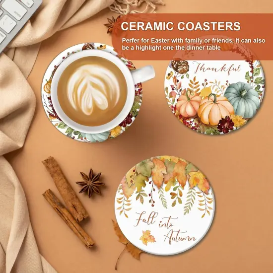 6Pcs Fall Coasters with Holder {2}