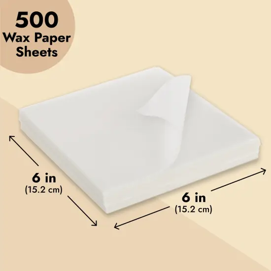 500 Pack Wax Paper Sheets, Pre-Cut Square Liners for Food, Bakery, Deli (6x6 in, White) {3}
