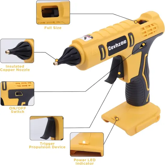 Cordless Hot Glue Gun 20V Lithium-Ion Battery With 20Pcs 0.43" Glue Sticks and Insulated Copper Nozzle, Full Size Kit (Tool Only, Battery NOT Included) {4}