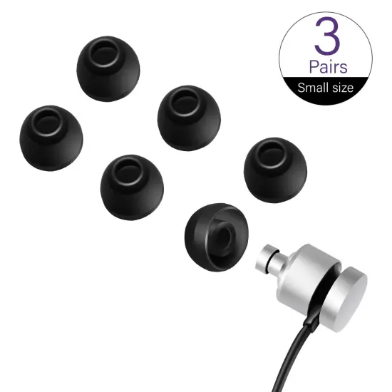 3 Pairs EarBuds Tips Covers Ear Tips Replacement, 4.5-5.5mm, with Storage Box, Small, Black {2}