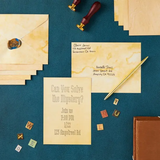 60 Pack Blank Cards and Envelopes 5x7 In - Vintage Style Stationery for Card Making, Party Invitations, Announcements, Scrapbooking (6 Designs) Brown {4}