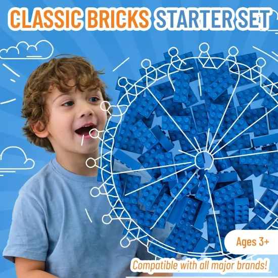 Strictly Briks Classic Bricks Starter Kit, Blue, 96 Pieces, 2x4 Studs, Building Creative Play Set for Ages 3-14, 100% Compatible with All Major Brick Brands {2}