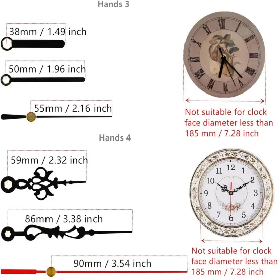 Movement for Clock Repair Replacement 19mm (3/4inch) Shaft Length 11mm (7/16 inch) Thread Length.(Black Shaft) 2.2"W x 2.2"H {4}