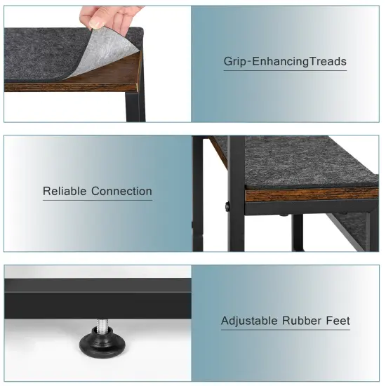 4-Step Dog & Cat Stairs with Non-Slip Base &ndash; Sturdy Wood/Metal Pet Ladder for Sofa, Bed & Balcony, Joint-Friendly Design (Brown) {3}