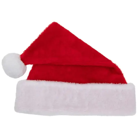 Northlight Red and White Plush Unisex Adult Christmas Santa Hat Costume Accessory - Small {6}