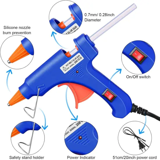 Mini Hot Glue Gun with Glue Sticks for Class Projects Small Hot Melt Gun for Kids Low Temp Glue Gun with Rubber Protector Craft Glue Gun for DIY Arts, Sealing, Home Repairs, 20 W (4 Pieces) {2}