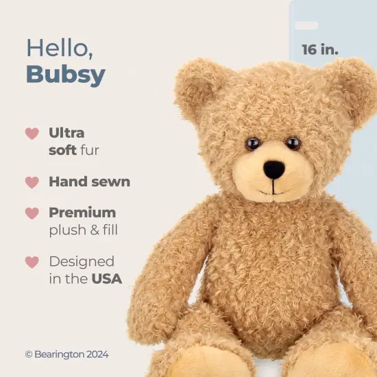Bearington Bubsy Brown Plush Teddy Bear Stuffed Animal, 16 Inch, For Ages 3-14 {2}
