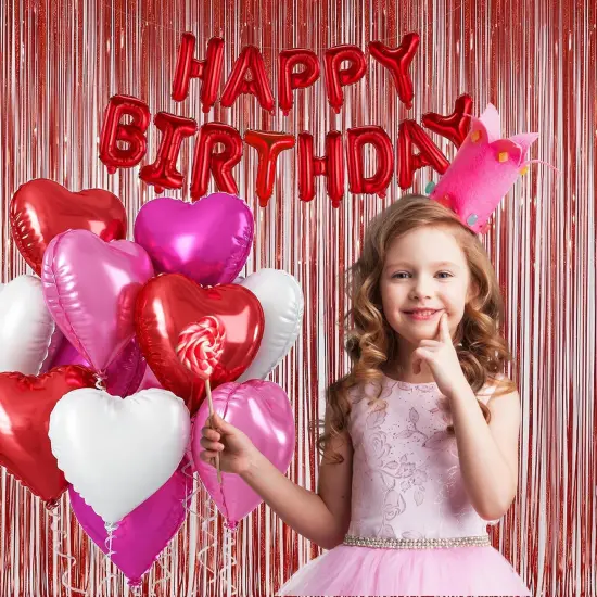 Foil Fringe Curtains Party Decorations April fool's Day Decorations - Melsan 3 Pack 3.2 x 8.2 ft Red Tinsel Curtain Party Photo Backdrop for Birthday Party Baby Shower or Graduation Decorations {2}