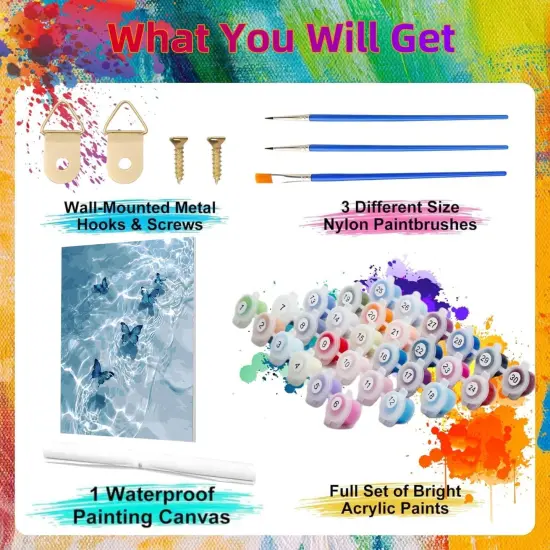 Paint by Numbers Kit for Adults Crafts,Beginners Paint by Number Butterfly, DIY Artwork on Canvas Acrylic Paint by Numbers Kits {3}
